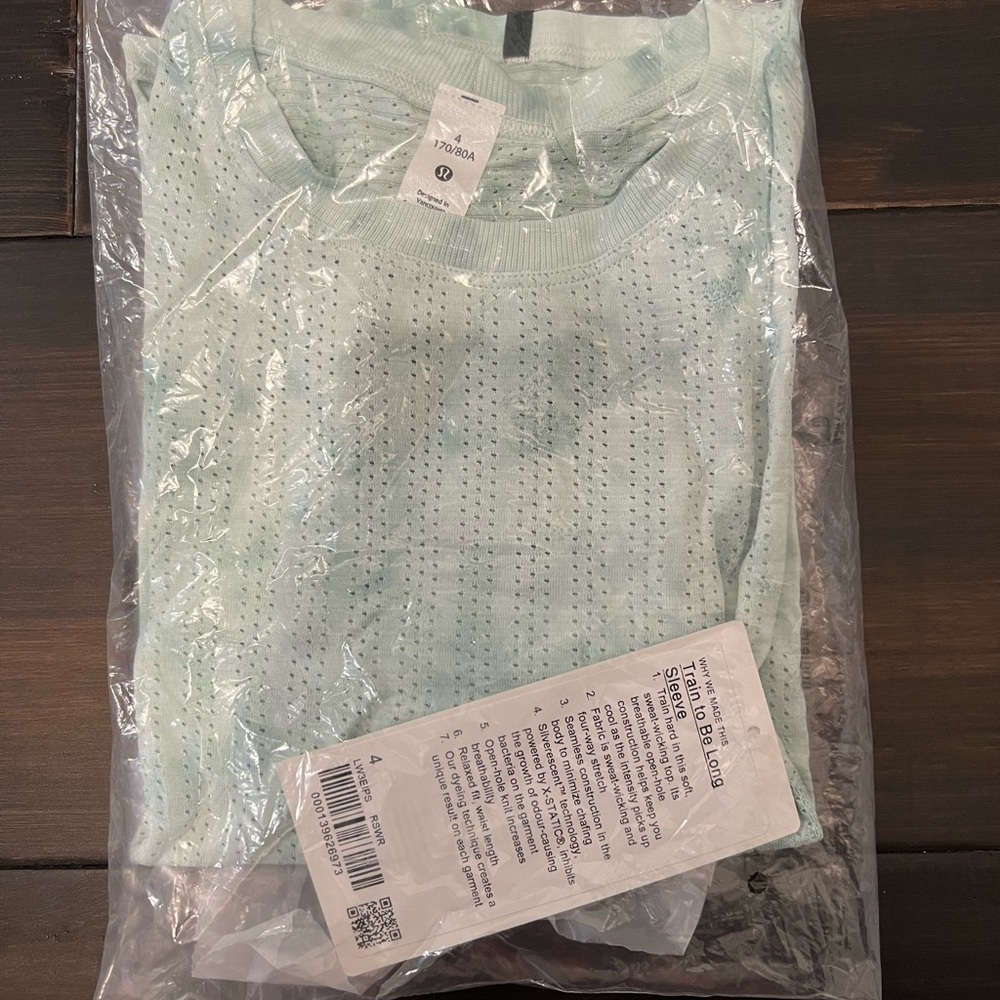 NWT lululemon Train to be Long sleeve tie dye green/white Top- RSWR/LW3EIPD - Picture 12 of 12
